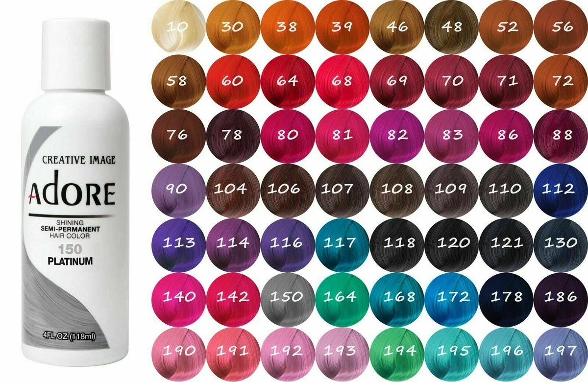 ADORE COLOR SEMI PERMANENT HAIR DYE 118ml - All Colours !! Free UK  