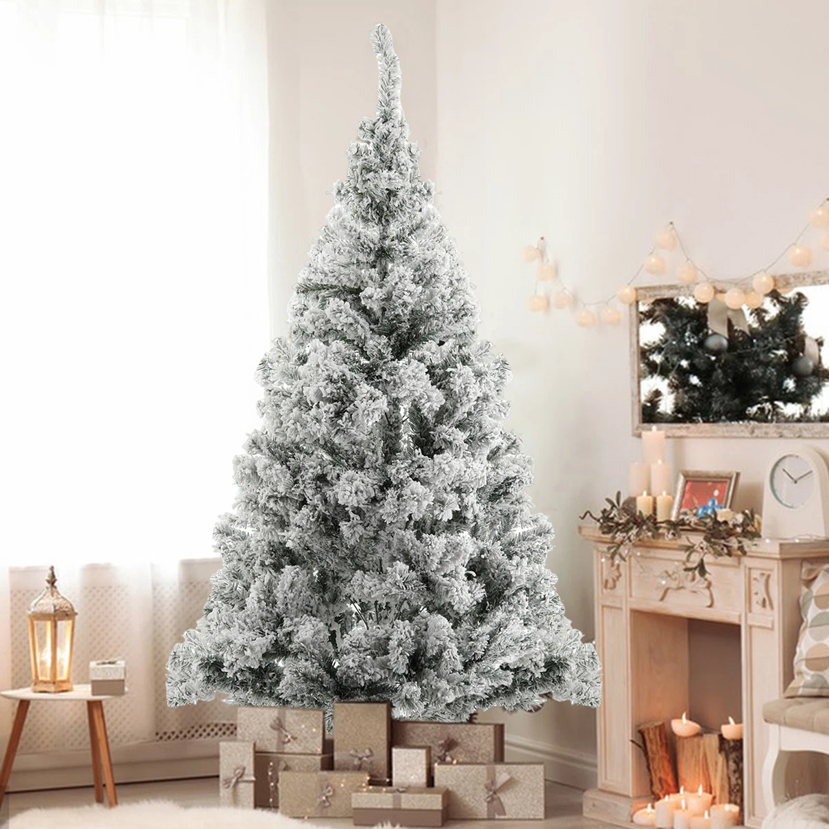 6Ft Artificial PVC Snow Christmas Tree W Stand Holiday Season