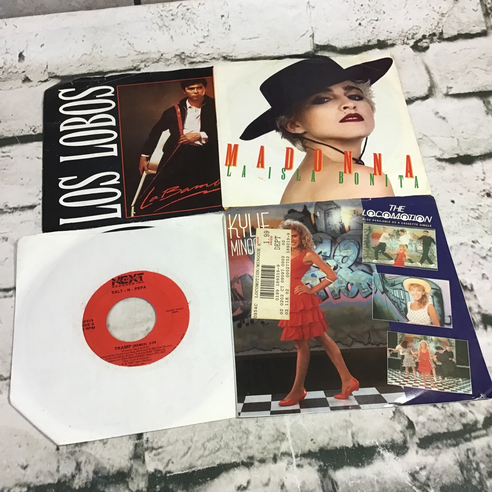 Vintage Vinyl Records 45 RPMS Lot Of 4 Madonna Locomotion La Bamba Salt N Pepa-image