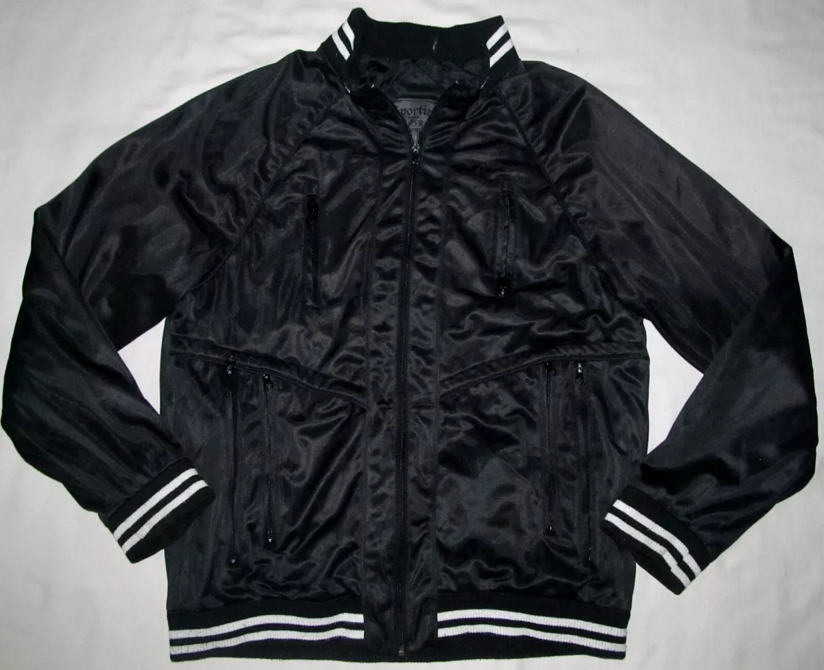 Black striped top varsity jacket