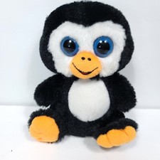 Penguin White Black Plush Stuffed Animal Big Blue Eyes Peek A boo Toys 7"