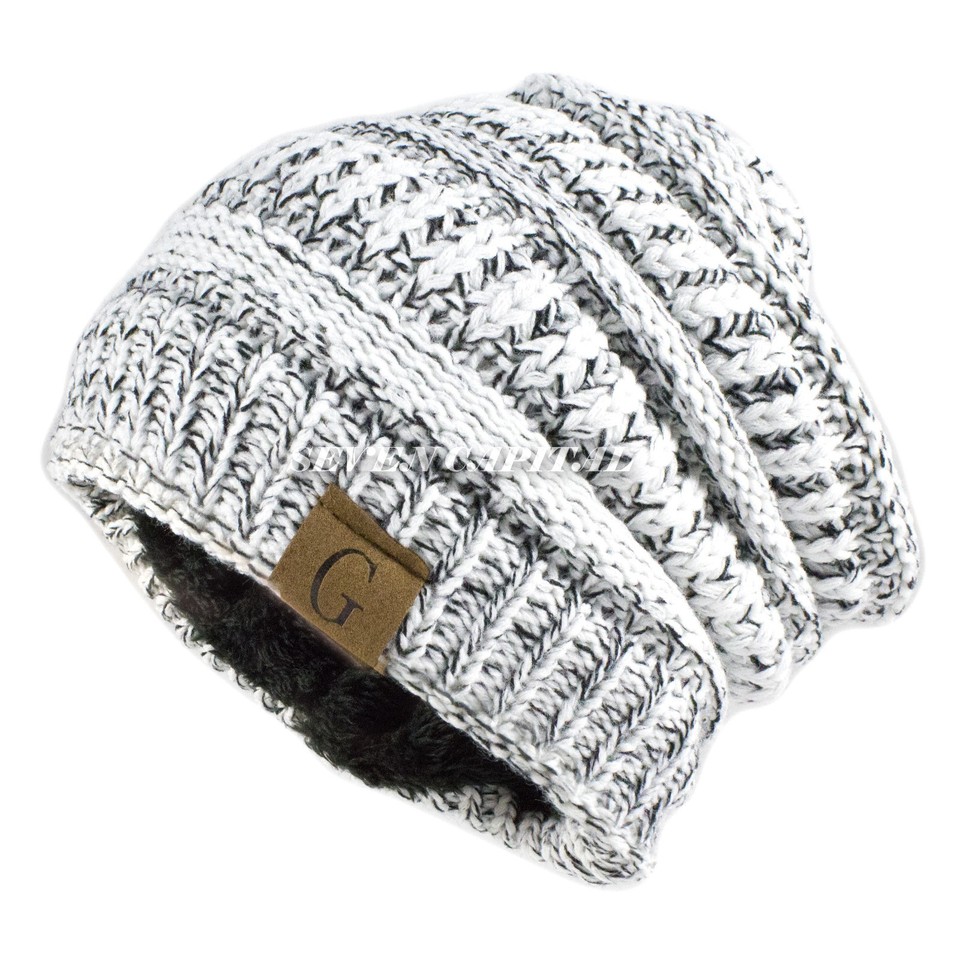 CAMOLAND Fleece Slouchy Beanie - Winter Cotton Ski Hat Unisex, Baggy Stretch Fit With Ponytail Hole - View #3