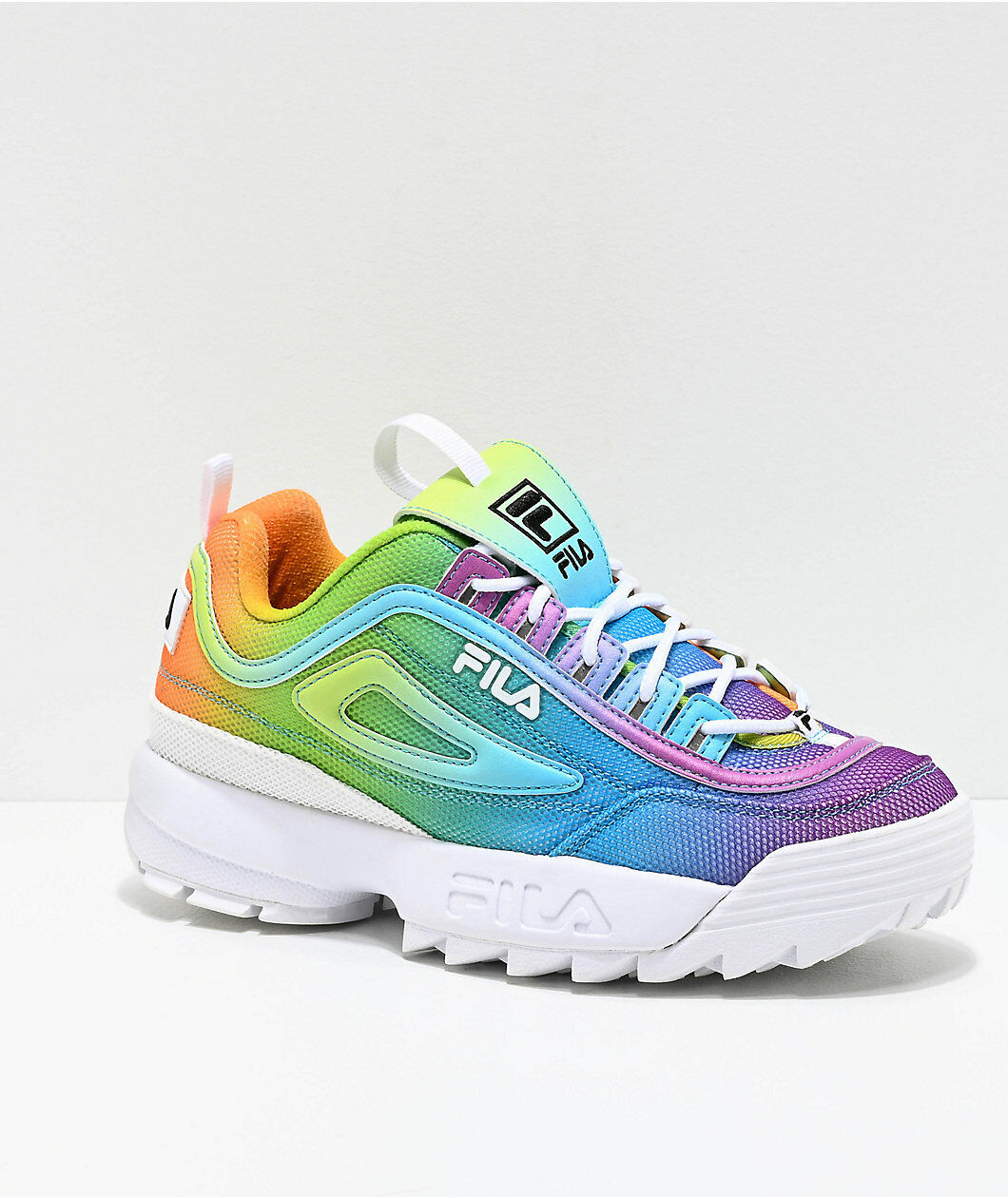 NEW FILA Disruptor II Premium Tie Dye Platform Womens Rainbow Sneaker  Multicolor