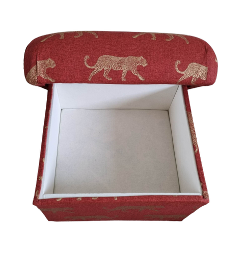 Storage Footstool Fryetts Leopards Fabric Gold Big Cats Green Blue Burnt Orange - Picture 23 of 34