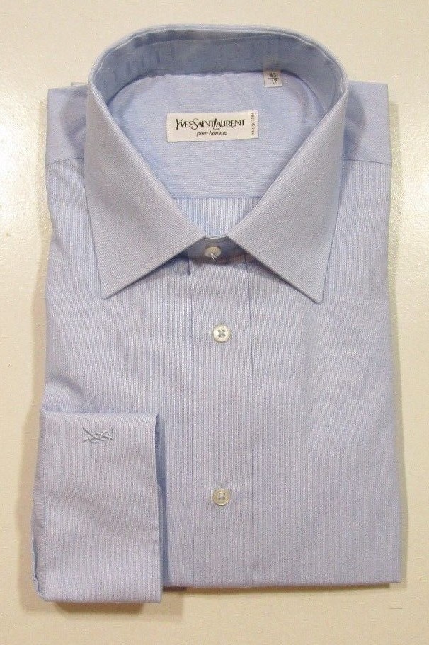 SAINT LAURENT Camicia elegante Yves Saint Lauren Centouno 139 A001 blu chiaro micro righe