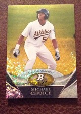 2011 Bowman Platinum Canary Diamond Refractor True 1/1 Michael Choice A's
