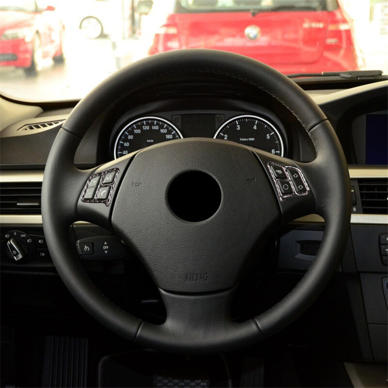 Carbon Fiber car Steering Wheel Button Frame Trim For BMW 3 Series E90