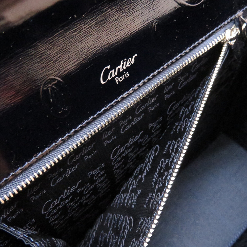 AUTHENTIC CARTIER happy Birthday Hand Bag Black Navy Patent AUTHENTIC CARTIER happy Birthday Hand Bag Black Navy Patent