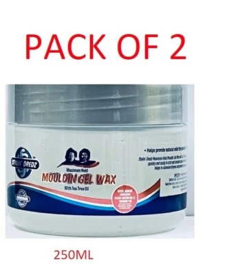 2 X-STYLIN' DREDZ MOULDIN GEL WAX WITH TEA TREE OIL-MAXIMUM HOLD-250ml-PACK OF 2