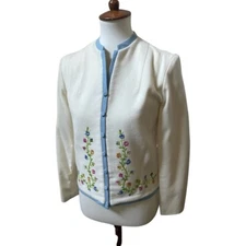 Vintage 60s Junior House Milwaukee Women’s Small Jacket | Cream Embroidered Mod