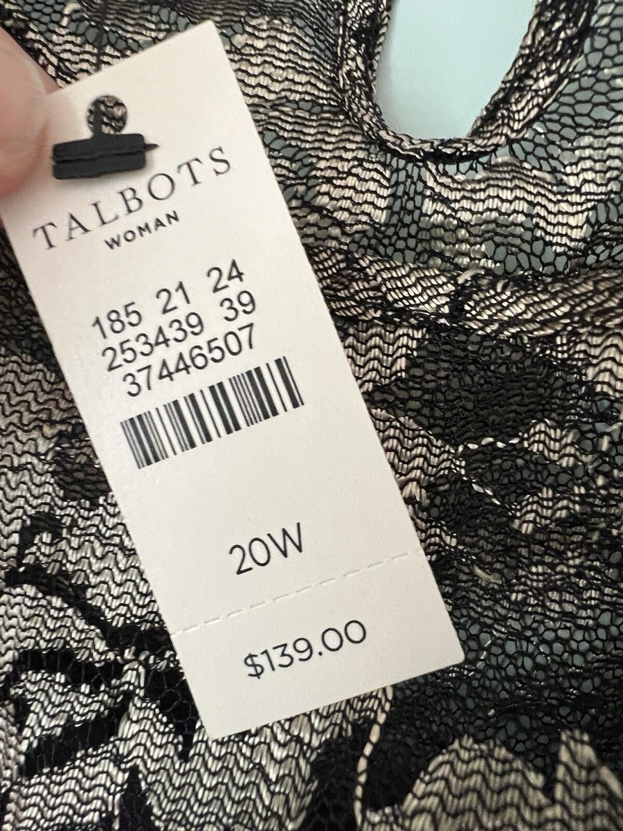 キングダム Talbots Blouse 20W Woman's 2 Pc Black Gold Embroidered Lace Blouse
