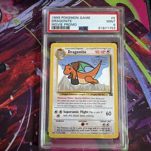 PSA 9 MINT Dragonite #5 Black Star Promo WB Movie Pokemon Card