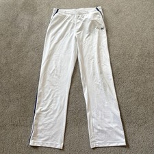 Vtg 90s Nike Swoosh Logo Zip Leg White Polyester Tennis Track Pants Women  s XL