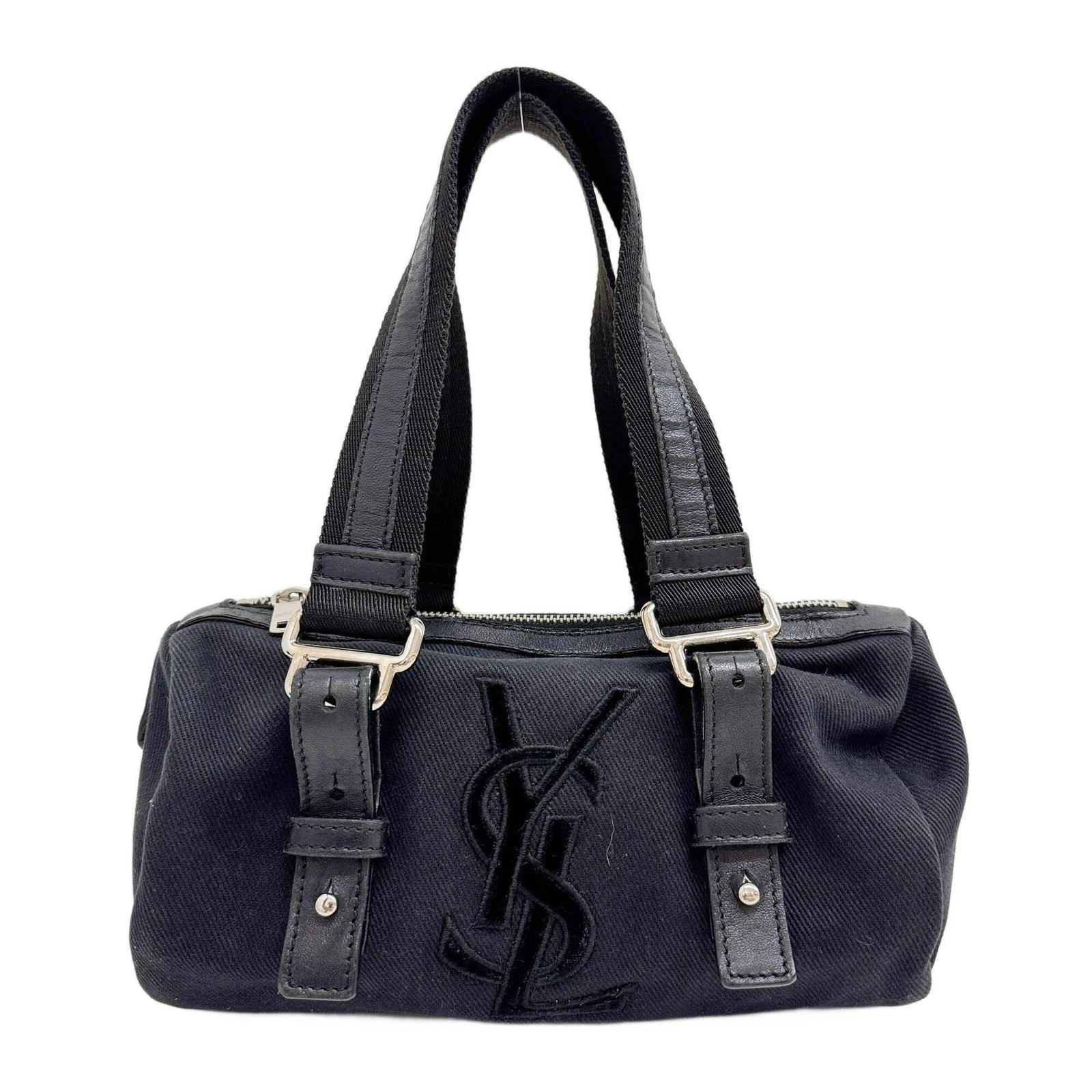 Saint Laurent — SAINT LAURENT Mini Kahala Black Cotton Hand Bag