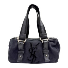 SAINT LAURENT Mini Kahala Black Cotton Hand Bag