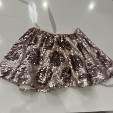 Mini Boden Sequinced Polka Dot Skirt Size 6-7 Lined Pink Champagne Girls EUC