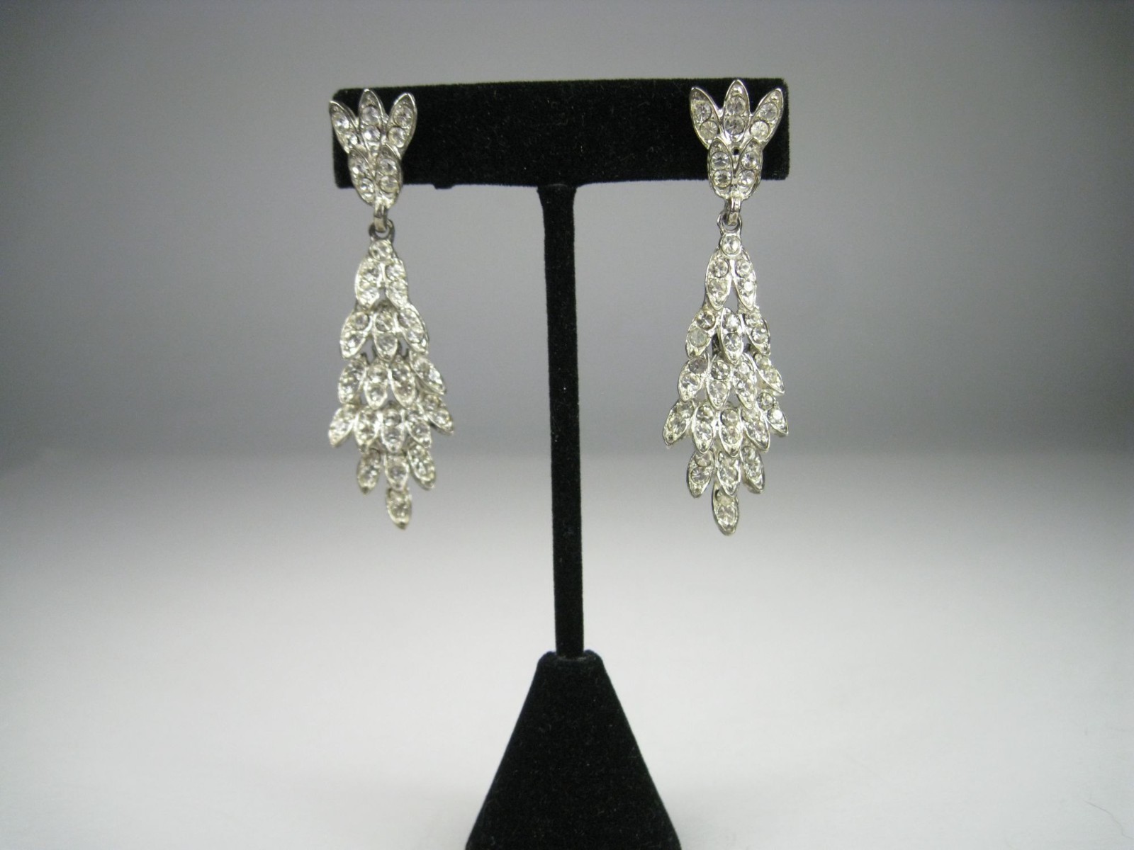 Dangle Rhinestone Silver Drop Earrings Statement … - image 4