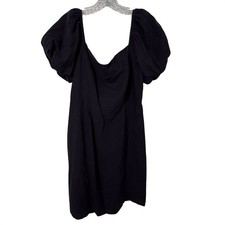 Altar'd State Mini Dress Women Navy Blue Puff Sleeve Sweetheart Neck Bow Back XL