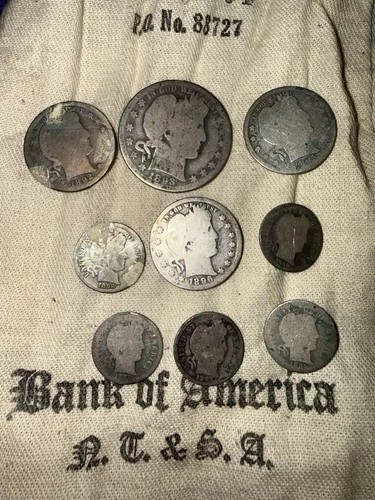 Barber Silver Lot Of 9 - 90% - $1.75 FV