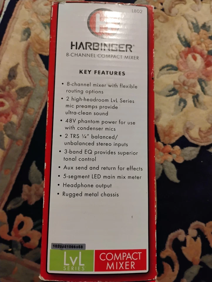 Brand New Harbinger L802 8-Channel Mixer with 2 XLR Mic Preamps Black Ships Free - Image 2 of 4