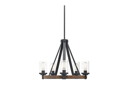 New Kichler Barrington 5 -Light Distressed Black Seeded glass Metal Chandelier