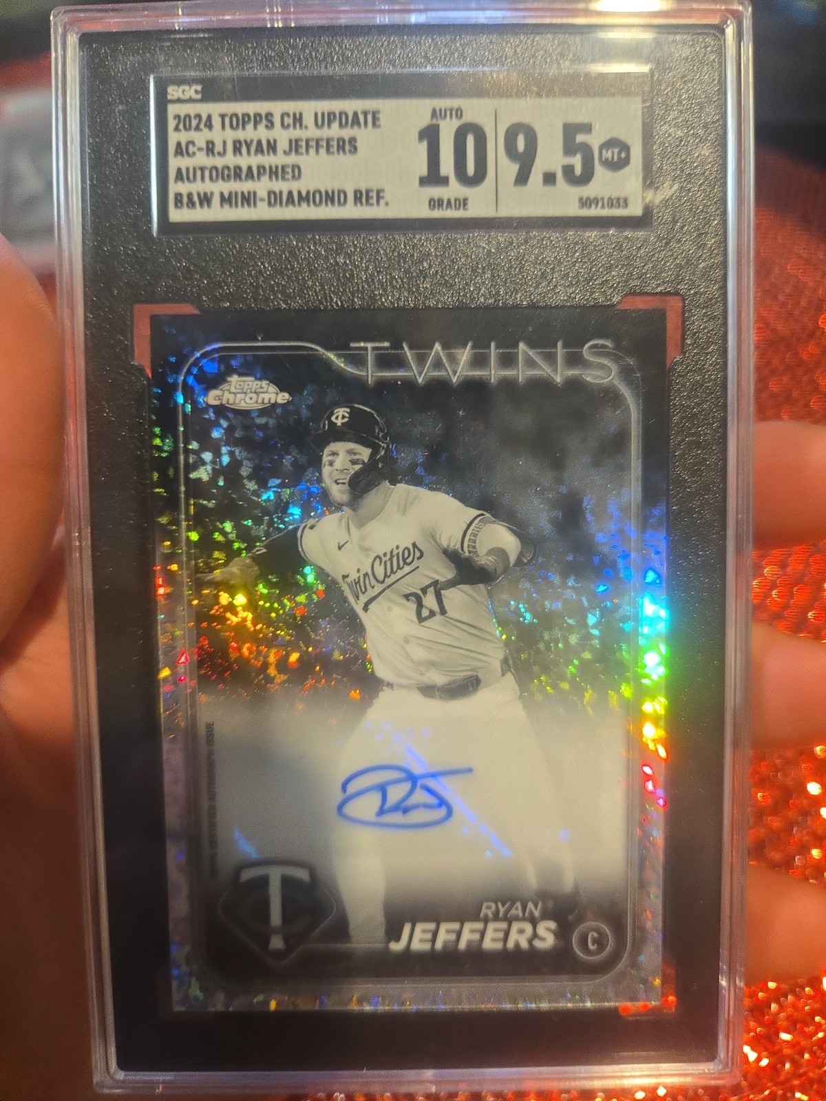 2024 Topps Chrome Update AC-RJ Ryan Jeffers Auto B&W Mini Diamond SGC 10 9.5