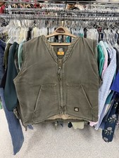 Vintage Carhartt Style V02 MOS Vest XL Union USA Made Workwear Green Quilted
