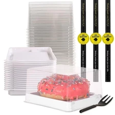 30 Pcs 4.3 Inch Mini Cake Box, Clear Plastic Mini Cake Container，Cupcake