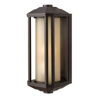 AußEn Wandleuchte E27 H: 38,3 Cm IP44 In Bronze Bernstein Alu Glas Lampe Balkon