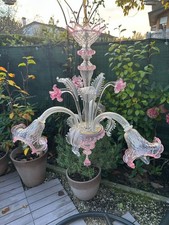 Lampadario In vetro di Murano Lavorato Muranese 3 luci CRI ROSA Mis. Gr