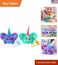 Mini Furblets 2-Pack: Colorful Plush Friends with 45 Sounds  Keychain Clips 