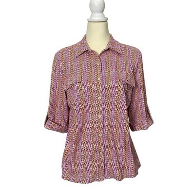 J.McLaughlin for Dillard s Chevron Print Button-Up Top Women's M | Art To Wear