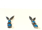 925 Sterling VTG Navajo Rita & Mike Begay Turquoise Feather Earrings 3” — photo 5