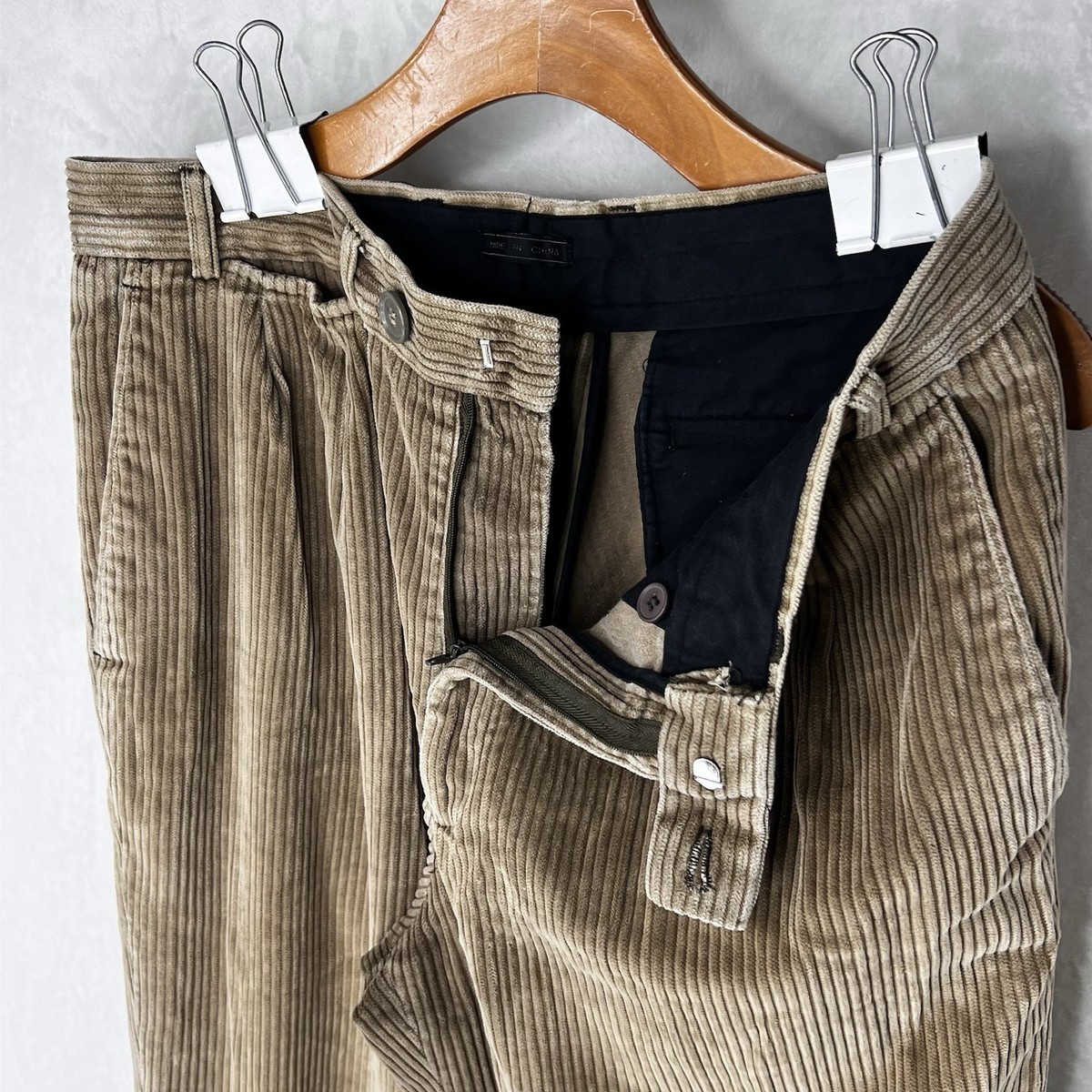 Vintage Plot Australia Brown Corduroy Pants 32x31 Pleated Cuffed Mens View 3