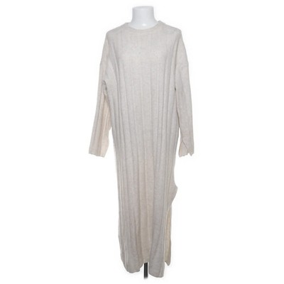 H&M, Maxikleid, Größe: L, Beige, Elasthan/Polyester/Wolle, Einfarbig #AVE