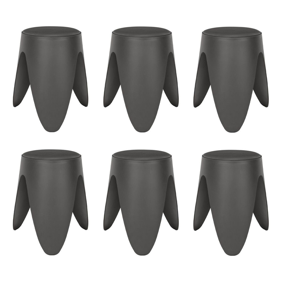 Tabourets empilables Eve gris foncé 46cm assise industrielle en métal pour intérieur moderne lot de 6