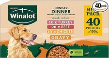 WINALOT Dinner Wet Dog Food Mixed in Gravy 40 x 100g Complete Adult Meals 3.50 per kilo