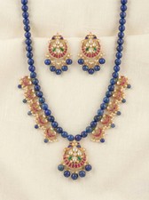 Kundan Jewelry Set |Blue Lapis  with Chandbali Earrings, Designer Necklace