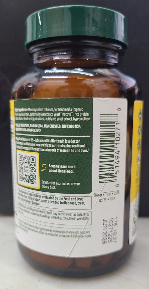 MegaFood Mujer 55+ Multivitamínico Avanzado 60 Comprimidos CADUCIDAD: 06/2026 Foto 3 de 4
