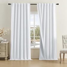 Greyish Linen Curtains, 102 Inch Long Curtains 50"W x 102"L Pack of 2 White