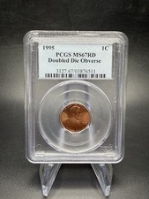 1995 Double Die Obverse Lincoln Cent PCGS MS67RD Bright Red/Orange
