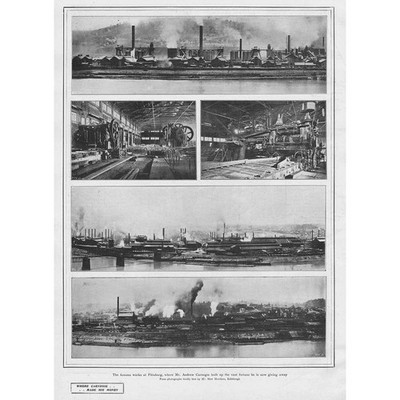 Ansichten von Andrew Carnegies Werken in Pittsburgh - antiker Druck 1901