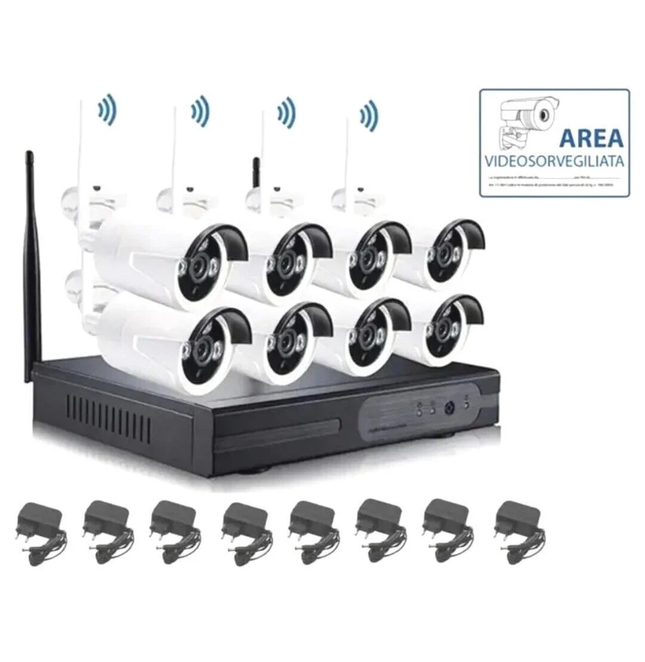 Kit Videosorveglianza Wireless 8CH Full HD con 8 Telecamere IP WiFi 5G – CW824 - Image 2 of 4