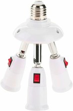 3 in 1 Light Socket Splitter, E26/E27 Outlet Extender Adapter with White