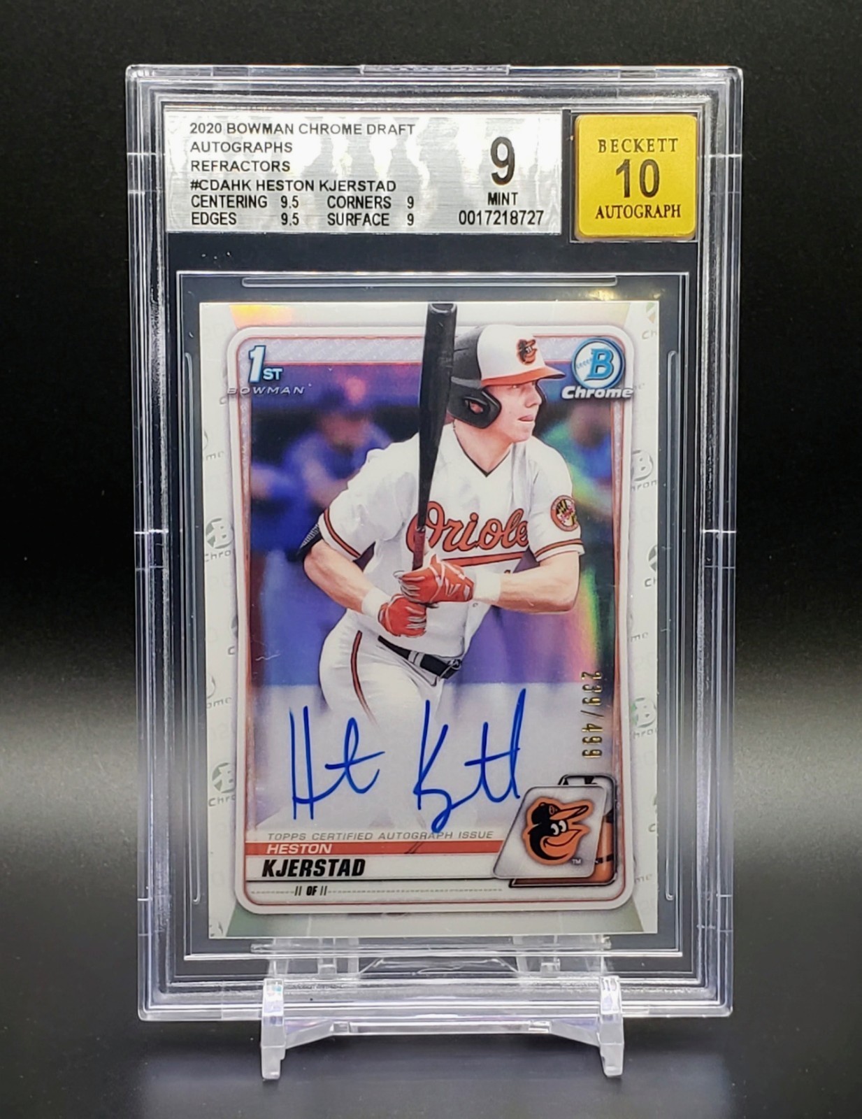 Heston Kjerstad (2020) Bowman Chrome Refractor #SN /499 [ BGS MINT 9 AUTO 10 ]