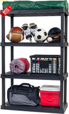IRIS USA 4-Shelf Plastic Storage Shelves 600Lb 56Hx36Wx18D Black US