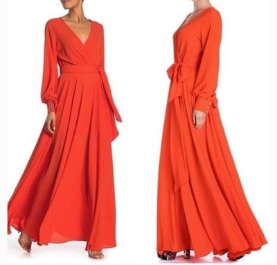 Meghan LA Lily Pad Maxi Dress, Size Small, Color Flame