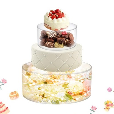 2Pcs Acrylic Cake Display Stand 8'' 12'' Round 2Tier Clear Cylinder Cake Box ...