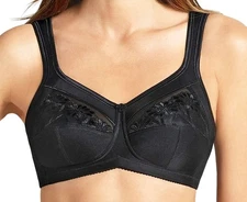 Anita Safina Black 5349 Wireless Mastectomy Embroidered Bandeau Bra 46B NWT