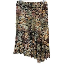 Vintage 90s Y2K Subversive Shredded Forest Fairy Asymmetrical Midi Skirt Large